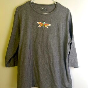 June Daisy short sleeve top size XL gray fire fly summer casual picnics